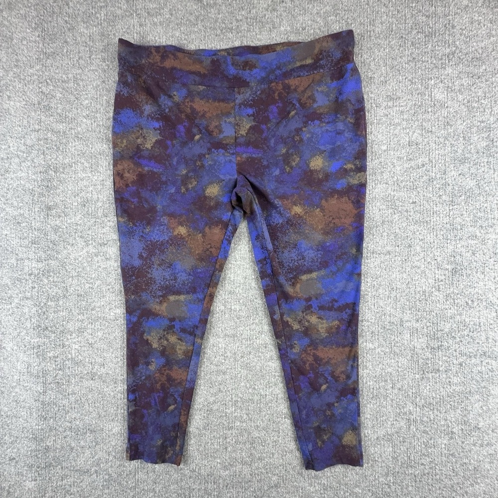 Terra & Sky Leggings Womens 3X Blue Camo Ankle Jersey Cotton Stretch Casual